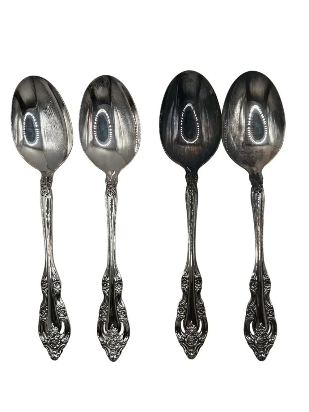 Set Of 4 Oneida Silverplate Silver Artistry Pattern Soup Spoons Discontinued 196